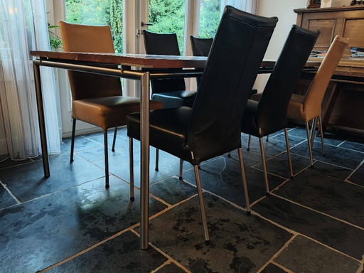 Bert Plantagie Esstisch mit 6 Lederstühlen