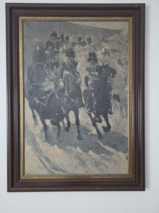 G.H. Breitner (1857–1923) – De Gele Rijders on horseback – Monumental Impressionistic Oil Painting