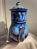 Vintage tweedelige theepot van steengoed van Alphonse Mouton