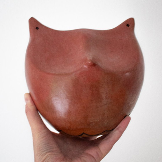 Image 1 of Abstract Terracotta Owl Vase