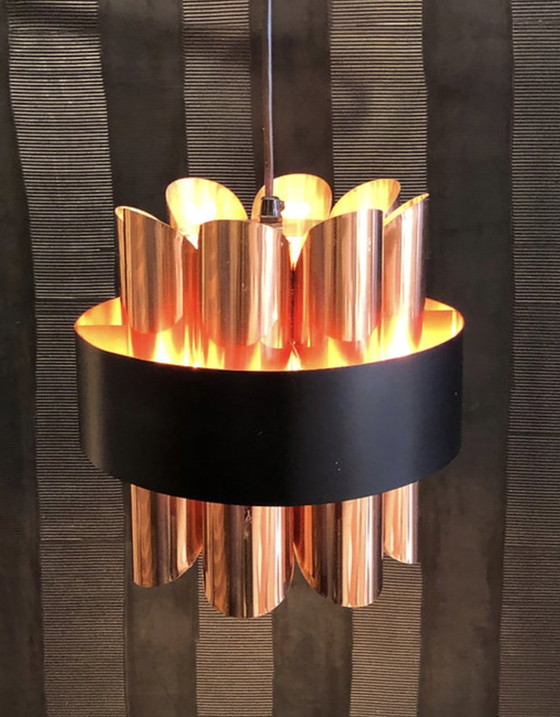 Image 1 of Scandinavian Copper and Black Metal Hanging Lamp