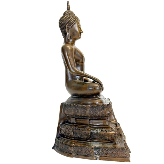 Buda tailandés de bronce Luang Phor sobre base ornamentada – 44,5 cm – Esculturas, Bronze (photo 4 of 11)