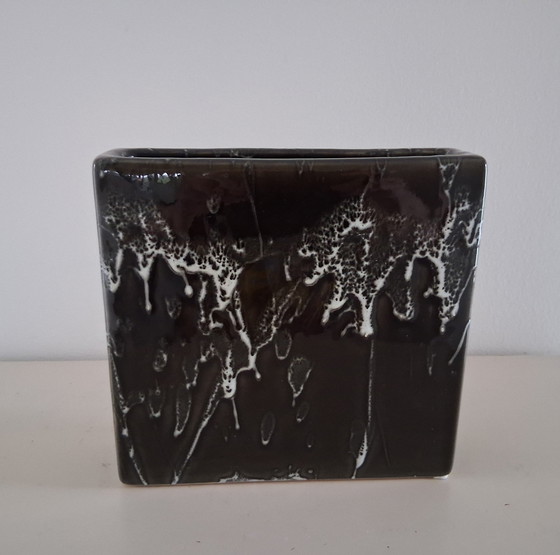 Image 1 of Grün-braun emaillierter PTMD-Blumentopf