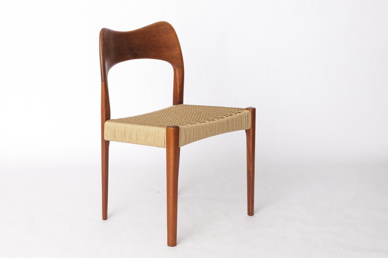 Image 1 of 1 of 8 Arne Hovmand-Olsen Chair for Mogens Kold, Danish Teak & Danish Cord, 1960s Mid-Century Modern