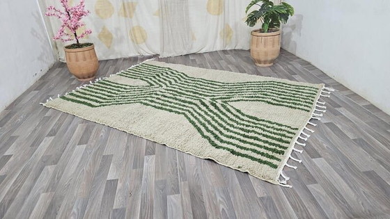 Alfombra de lana verde hecha a mano, por encargo, tamaño 1,5/2,5 m – Ahrend, Wool (photo 5 of 5)