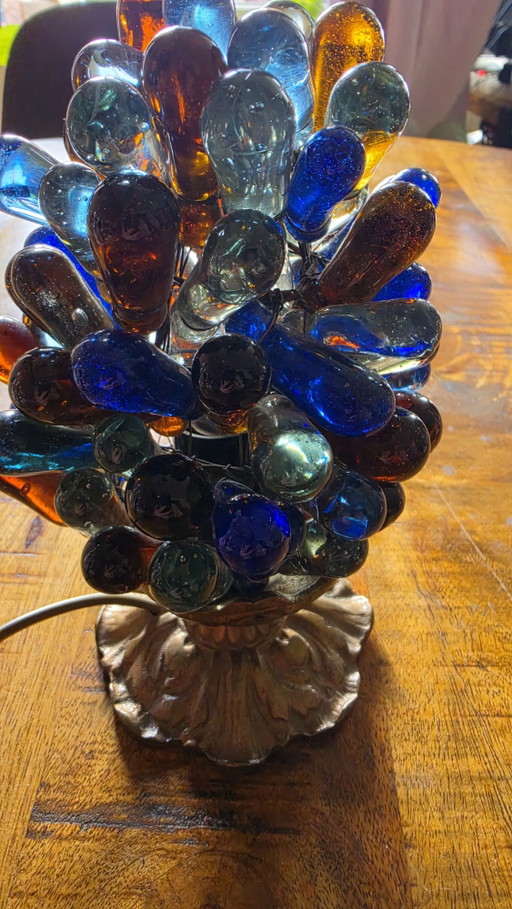 Lampada da tavolo vintage in stile Hollywood Regency con grappolo d'uva in vetro artistico | Vetro lavorato a mano | Un oggetto 