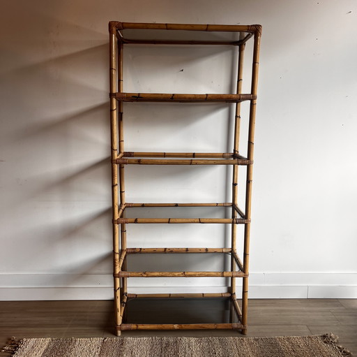 Rattan bamboo bookcase Italian Design Dal Vera