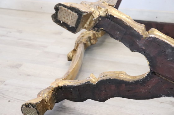 Image 1 of Antiker Konsolentisch aus Gildeholz mit Marmorplatte, Italien 18.