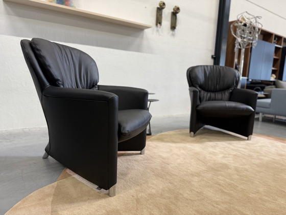 Image 1 of 2 Leolux Excalibur fauteuils zwart leer