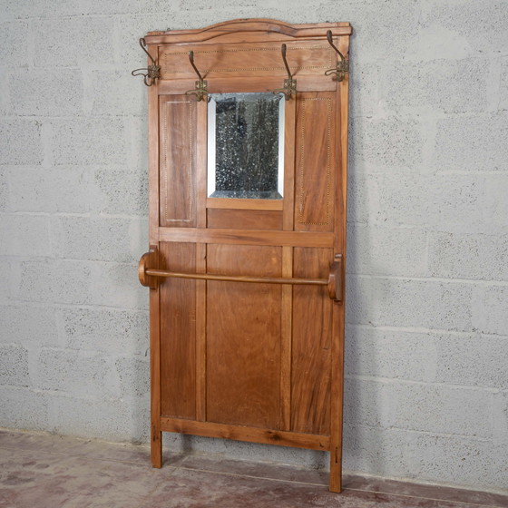 Early 20th Century Italian Hall Tree with Mirror – Consoles, Wood, Metal (photo 3 of 6)