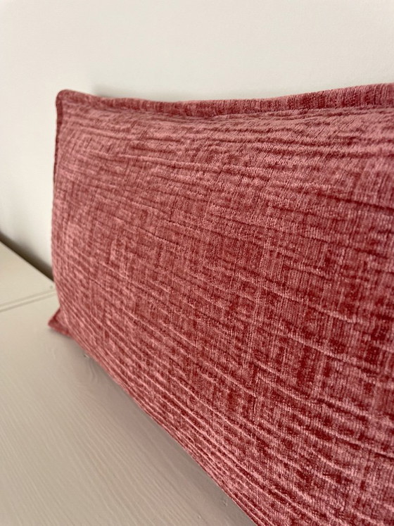Image 1 of Pink decorative cushion with wave structure - made from upholstery fabric remnants