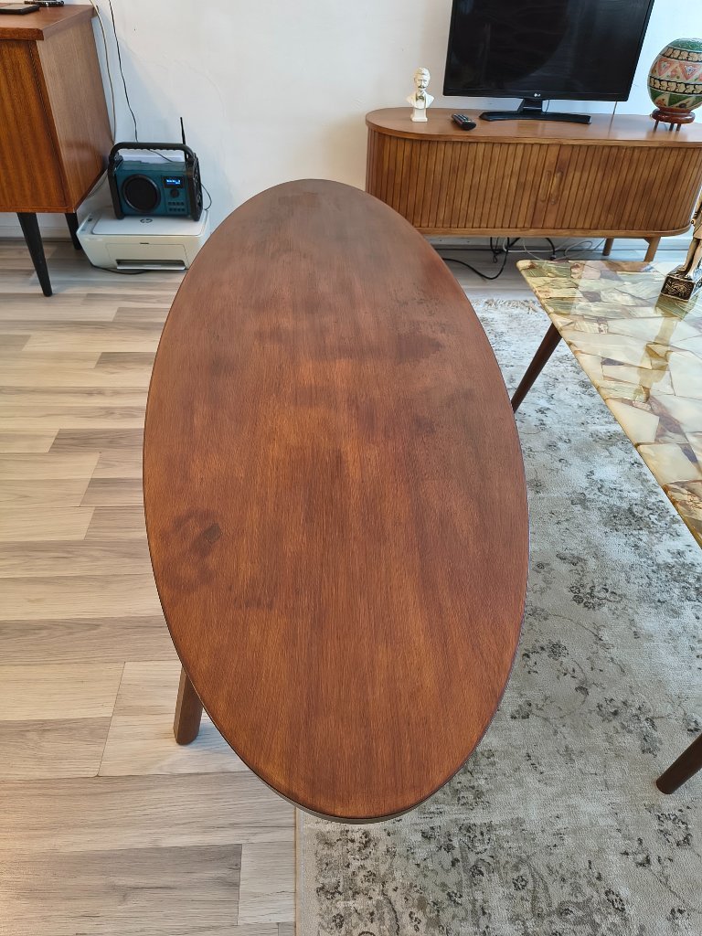 Tavolino da caffè | look vintage anni '60 | legno | ovale