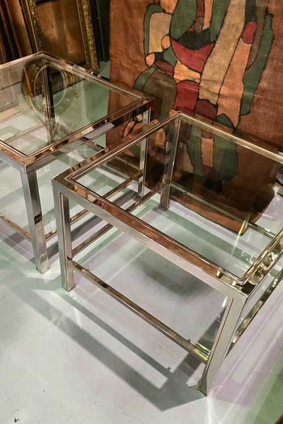 Image 1 of Pair of side tables or end tables, Maison Charles, France, circa 1970