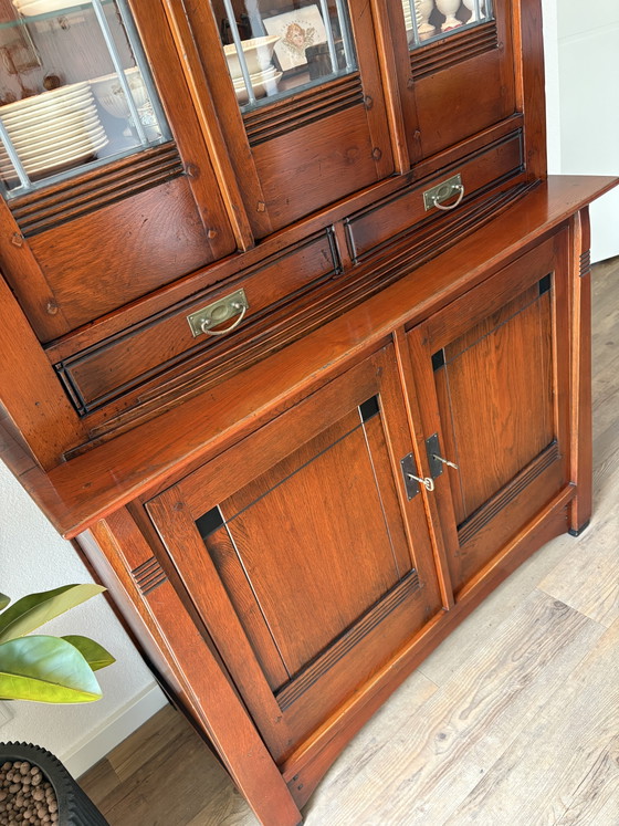 Image 1 of Schuitema buffetkast met glas in lood deuren Jugendstil