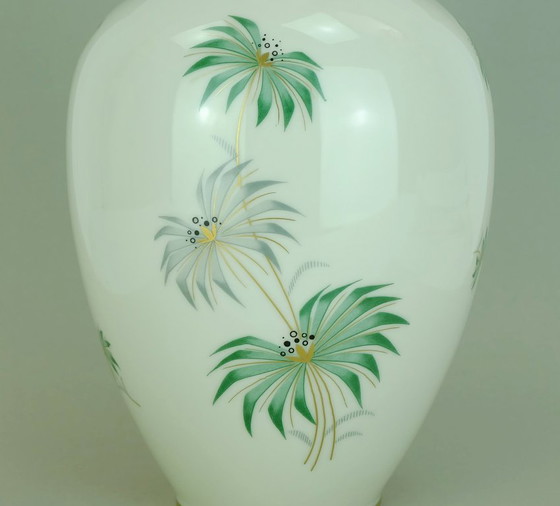 Image 1 of johann seltmann mid century porcelain VASE with outstanding floral decor 1950s