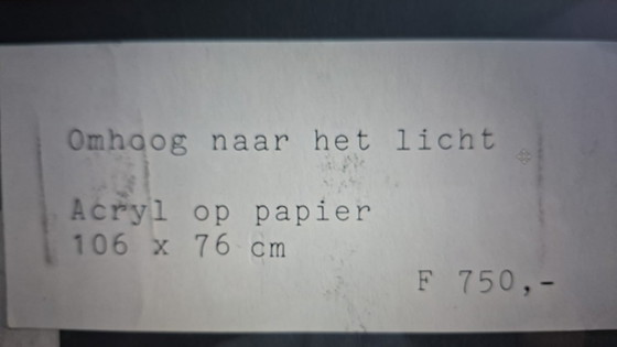 Image 1 of Kees Van De Wal – "Hacia la luz" – Obra abstracta de gran formato enmarcada en negro.