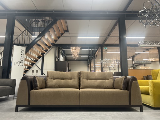 Giorgetto Sofa Brown leather fabric 260x100