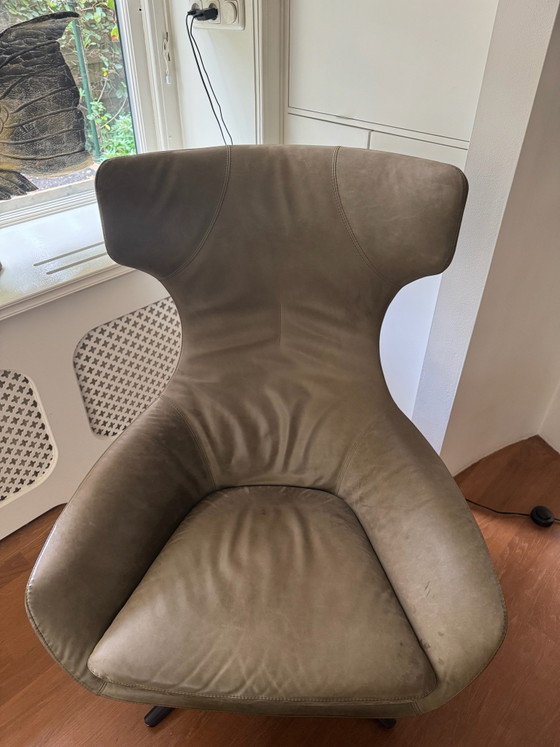 Poltrona girevole Leolux Caruzzo più pelle con pouf, Poltrone, Verde (foto 2 di 5)