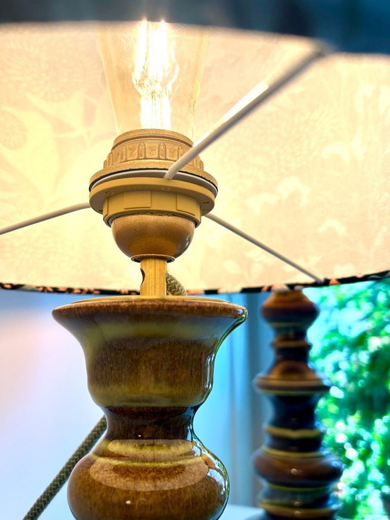 Image 1 of Juego de 2 lámparas: forma de pagoda de los años 60 con esmalte degradado verde