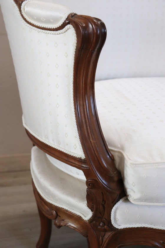 Image 1 of Canapé ancien en noyer, Italie, fin du XIXe siècle