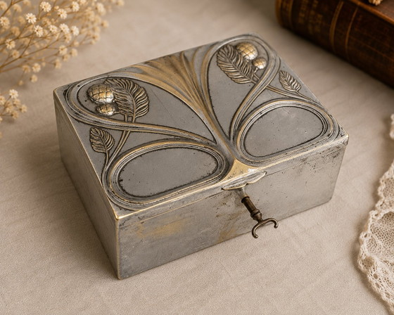 Image 1 of WMF Art Nouveau verzilverde sieradendoos – Duitsland, circa 1900