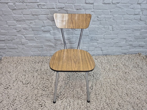 Image 1 of Mixed Set of 4 Vintage Design Kitchen Chairs by Brabantia, Wood-Effect Formica, The Netherlands, 1960s