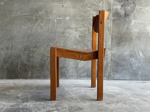 Set di 8 sedie vintage scandinave in rovere | Stile brutalista | Anni '60-'70 | Impilabili