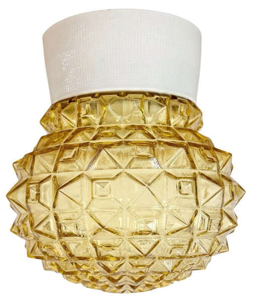 Plafonnier vintage en porcelaine blanche, années 1970 – plafondlampen, Glass, Ceramic