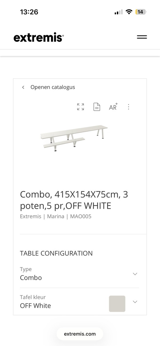 Set da esterno Extremis Marina Collection in bianco sporco, 415 cm – Panche da giardino, Metal, rvs (photo 6 of 7)