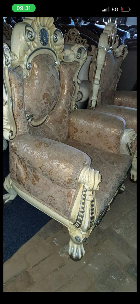 Image 1 of Barok fauteuil zilver accenten