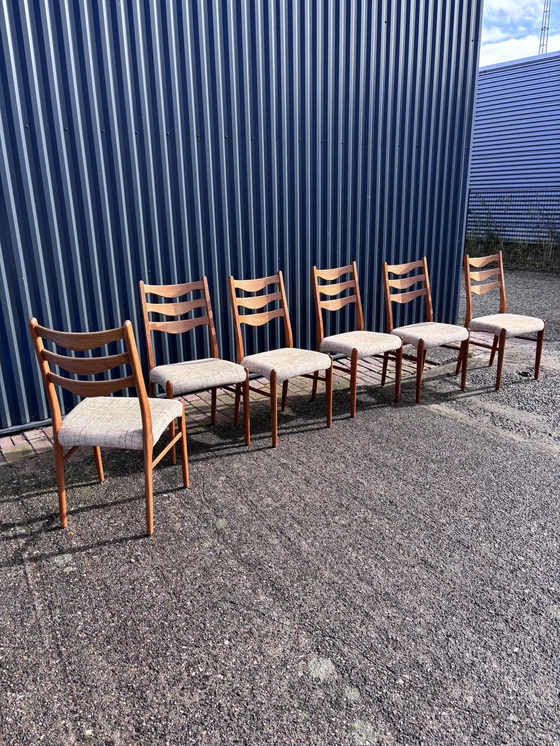 Image 1 of 6 Piece Vintage Dining Chairs Teak Danish