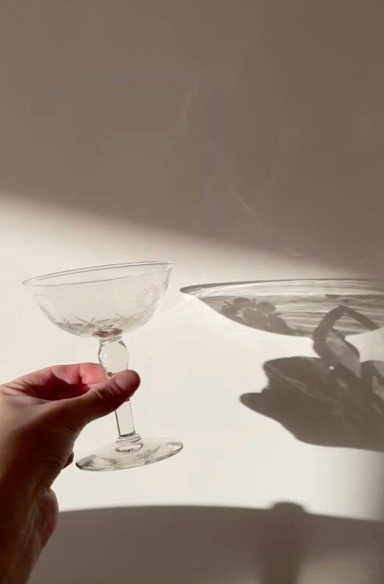 Image 1 of Coupes à champagne en cristal ancien, ensemble de 4