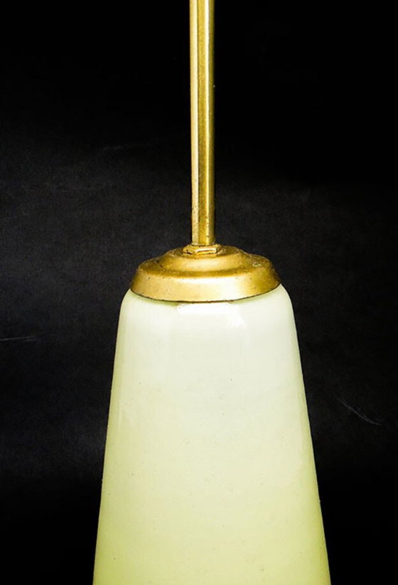 Mid-Century Pendant Lamp from Polam, 1950s – Glass, Brass (photo 10 of 10)
