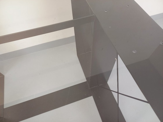 Image 1 of Vintage rectangular high table in glass and black metal from the 80s