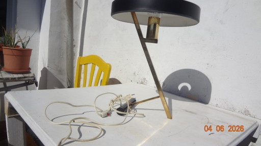 Schwarze und goldene Metall Tischlampe