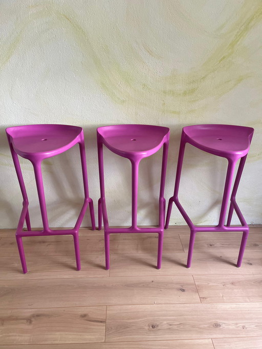 3 bar stools purple Pedrali happy 490