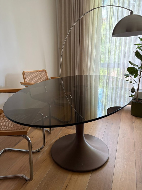 Image 1 of AM.PM Seona Smoked Glass Oval Dining Table