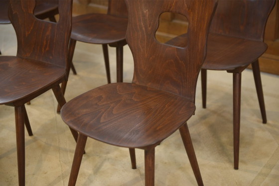 Set of 8 Baumann “Gentiane” model chairs by Henri Julien, 1960s – Dining chairs, Wood (photo 5 of 14)