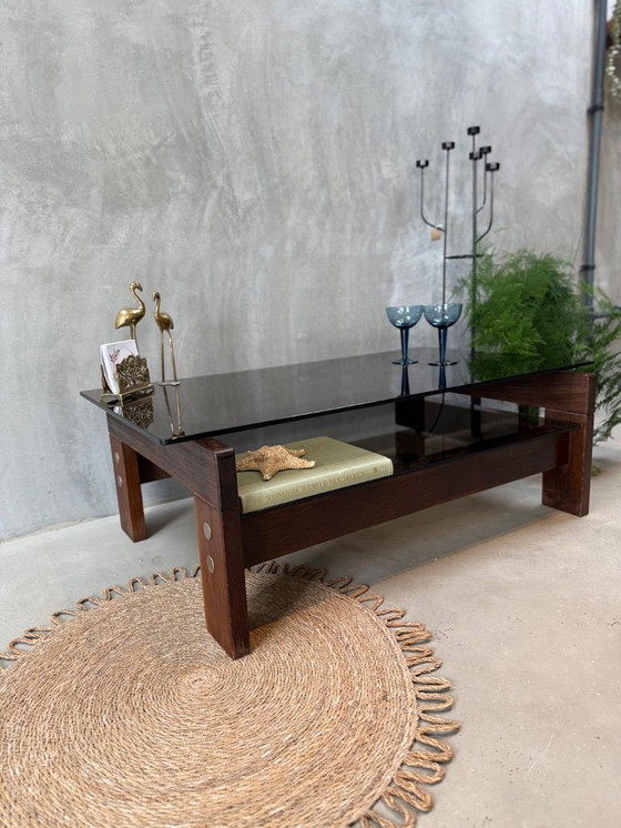 Image 1 of Vintage / Mid-Century Wenge coffee table with smoked glass