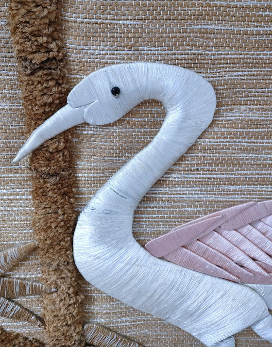 Image 1 of tapisserie oiseau feuillages estampillée années 70