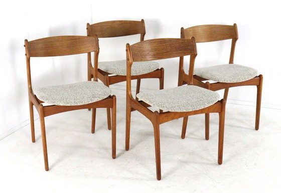 Image 1 of Set di 4 sedie da pranzo vintage di Erik Buch O.D. Mobler, modello 49, appena rivestite.