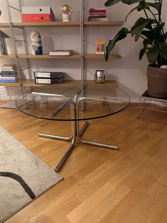 Image 1 of Tavolo cromato Giotto Stoppino Style Glas 1970