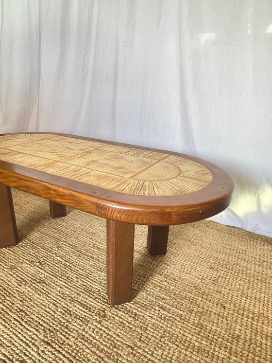 Image 1 of Herbarium coffee table in ceramic and solid wood, signed