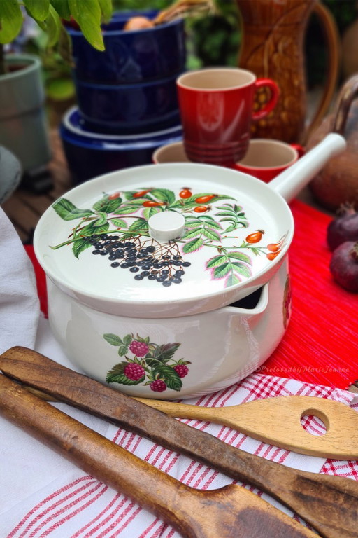 1x Kasserolle Porcelaine de Paris Dekor fruits des sauvages