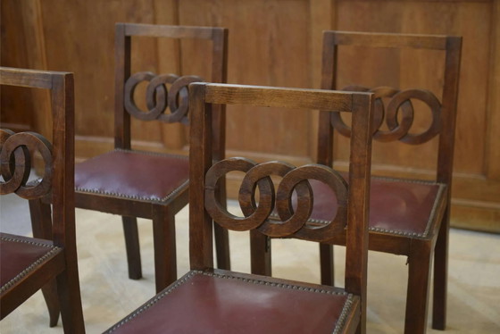 Ensemble de 6 chaises en chêne des années 1950. – Chaises de salle à manger, Vintage (photo 6 of 12)