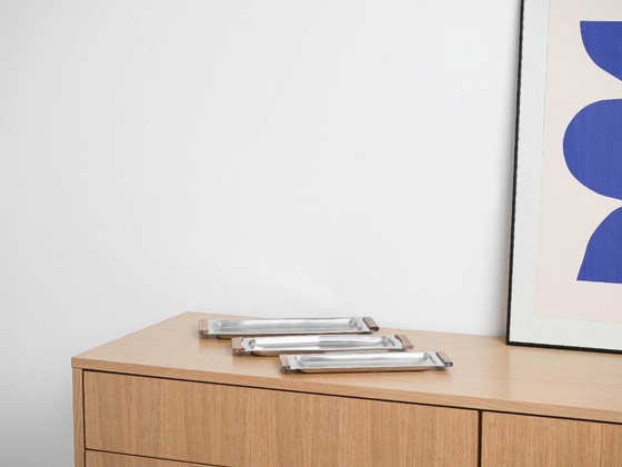 Image 1 of Plateau rectangulaire en acier inoxydable, design danois, années 1970, fabriqué au Danemark