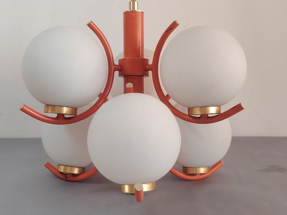 Image 1 of Lampe suspendue futuriste Spoutnik de l'ère spatiale, attribuée à Richard Essig