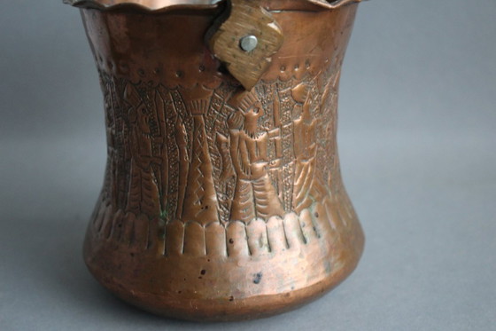 Image 1 of Solid copper kettle, copper pot, planter, cachepot with handle, vintage