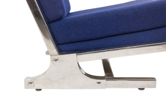 Image 1 of Valérian Rybar Pair of armchairs and pouf in chromed steel. 1970s