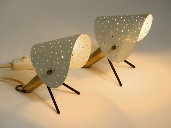 Image 1 of Coppia di splendide lampade da tavolo e da parete in ottone e metallo, in stile Mid-Century Modern, di Ernest Igl per Hillebrand